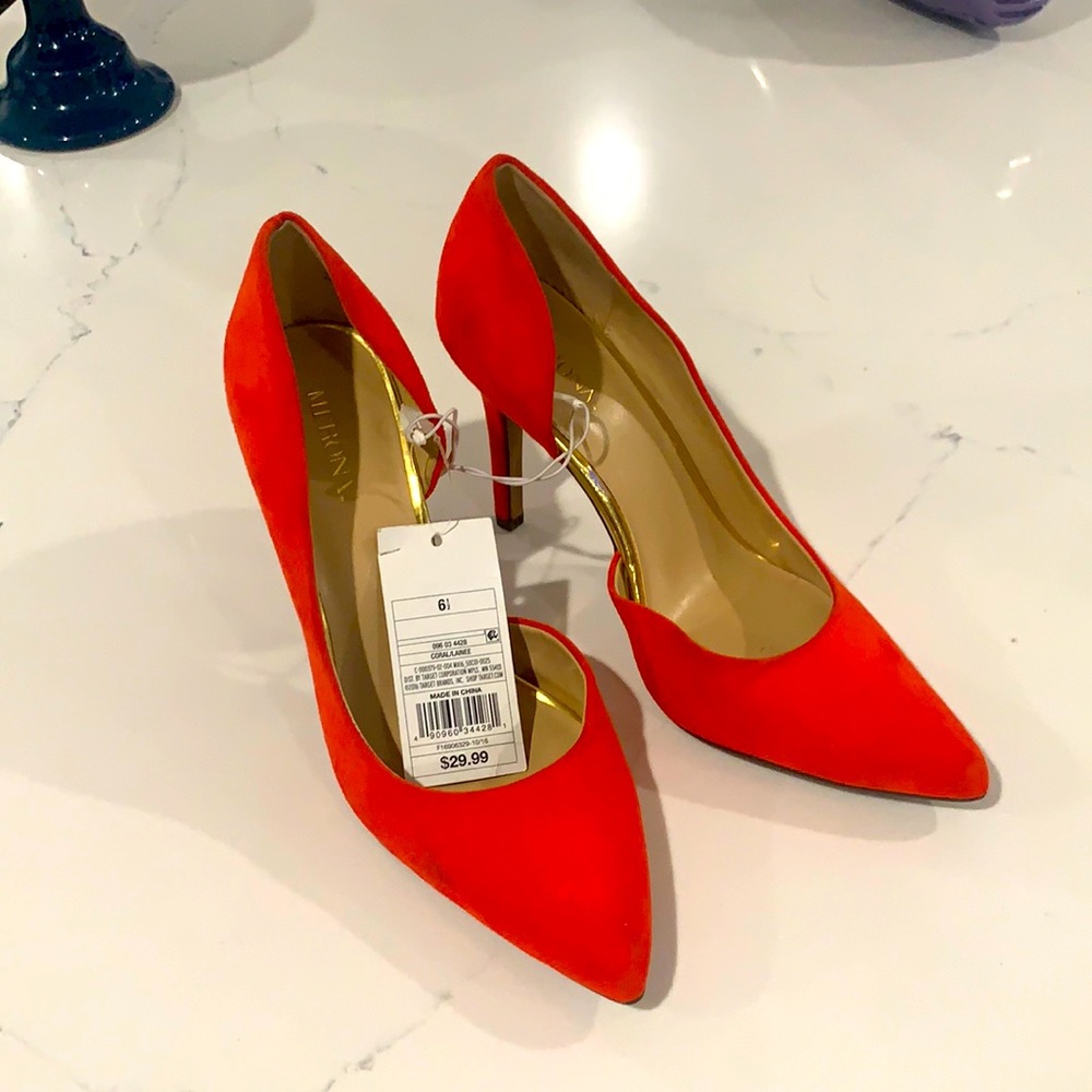 Merona Coral/orange D Orsay pumps NWT size 6 1/2